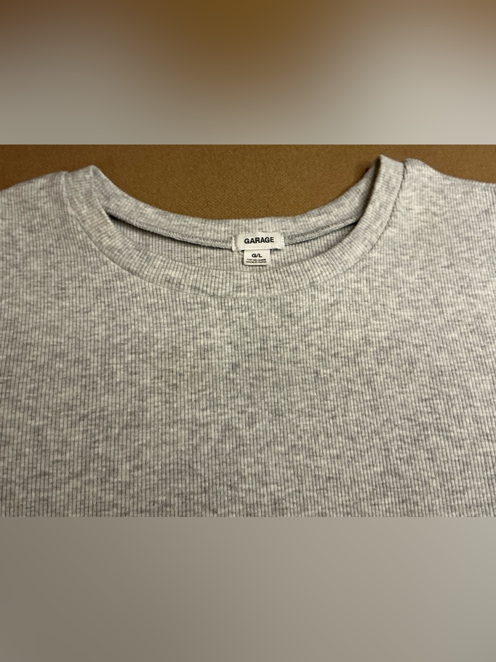 Garage Grey Ribbed Cropped Tee large - Picture 6 of 9